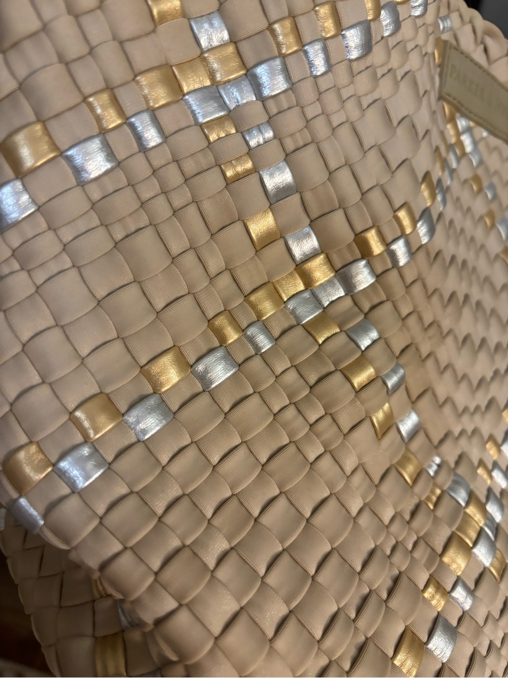 Parker & Hyde Beige Metallic Woven Tote Bag and Strap - Picture 4 of 10